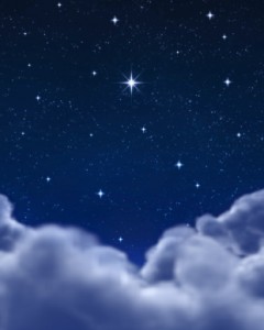 bright star in night sky or space