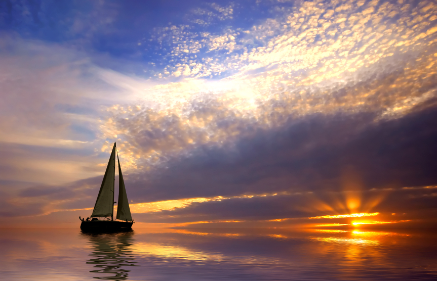 Sailing with a beautiful sunset